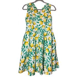 Elle womens size 12  skater dress lemons yellow sundress green